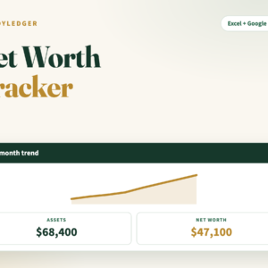 Net Worth Tracker spreadsheet — 12 month trend and asset mix