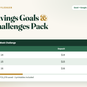 Savings Goals and Challenges Pack — 52-week challenge tracker with printables